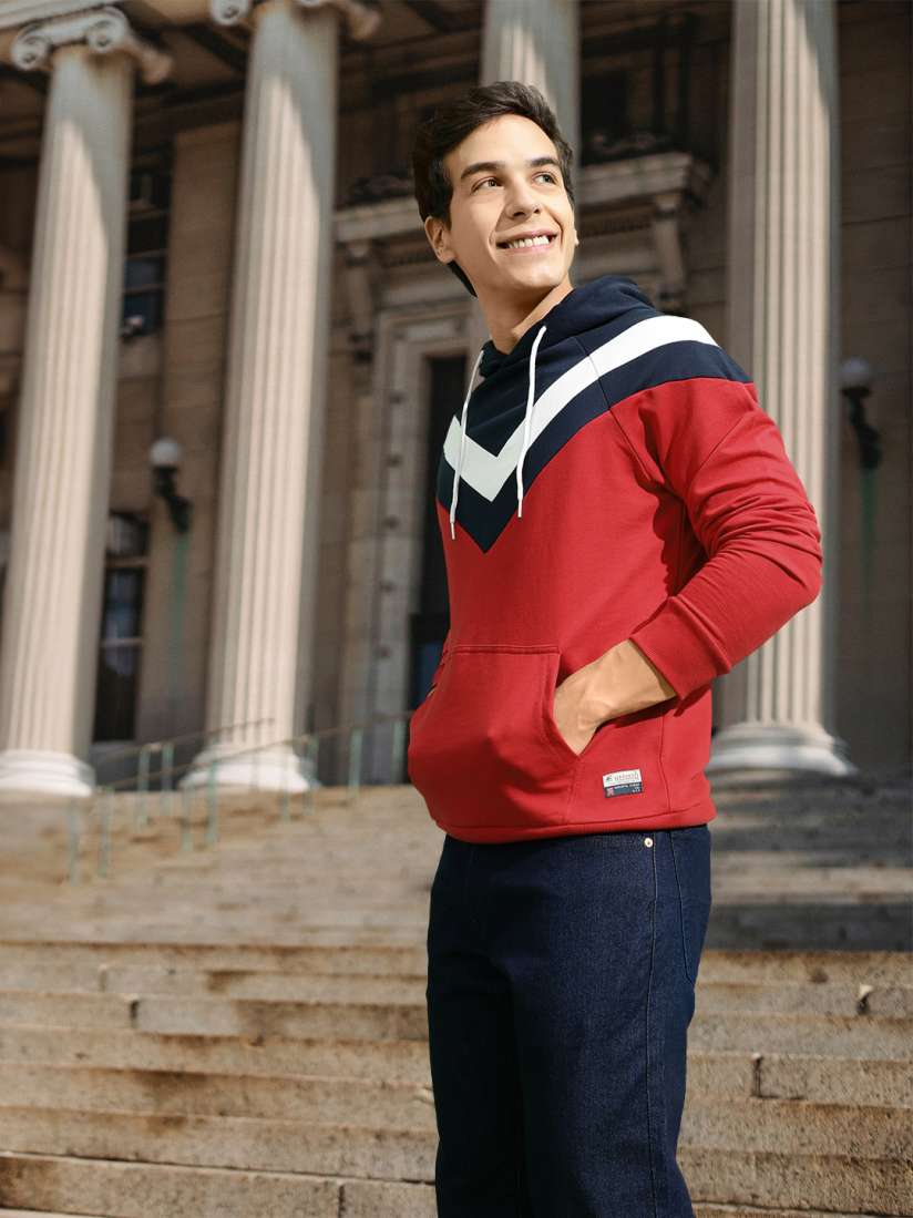 Navy blue and red sweatshirt hot sale