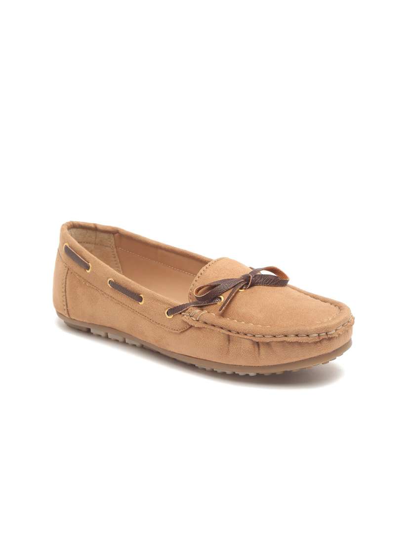 Buy Flat n Heels Women Khaki Suede Boat Shoes Casual Shoes for Women 20136310 Myntra