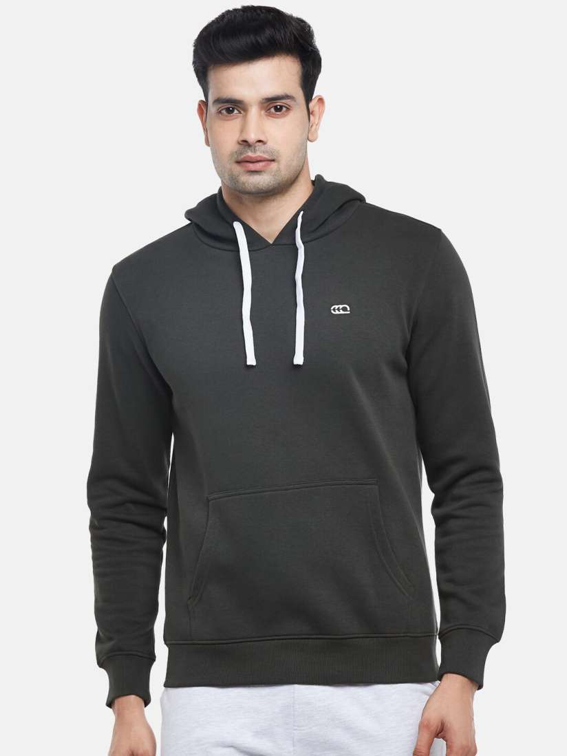 Buy Ajile by Pantaloons Men Olive Green Hooded Sweatshirt Sweatshirts for Men 20138652 Myntra