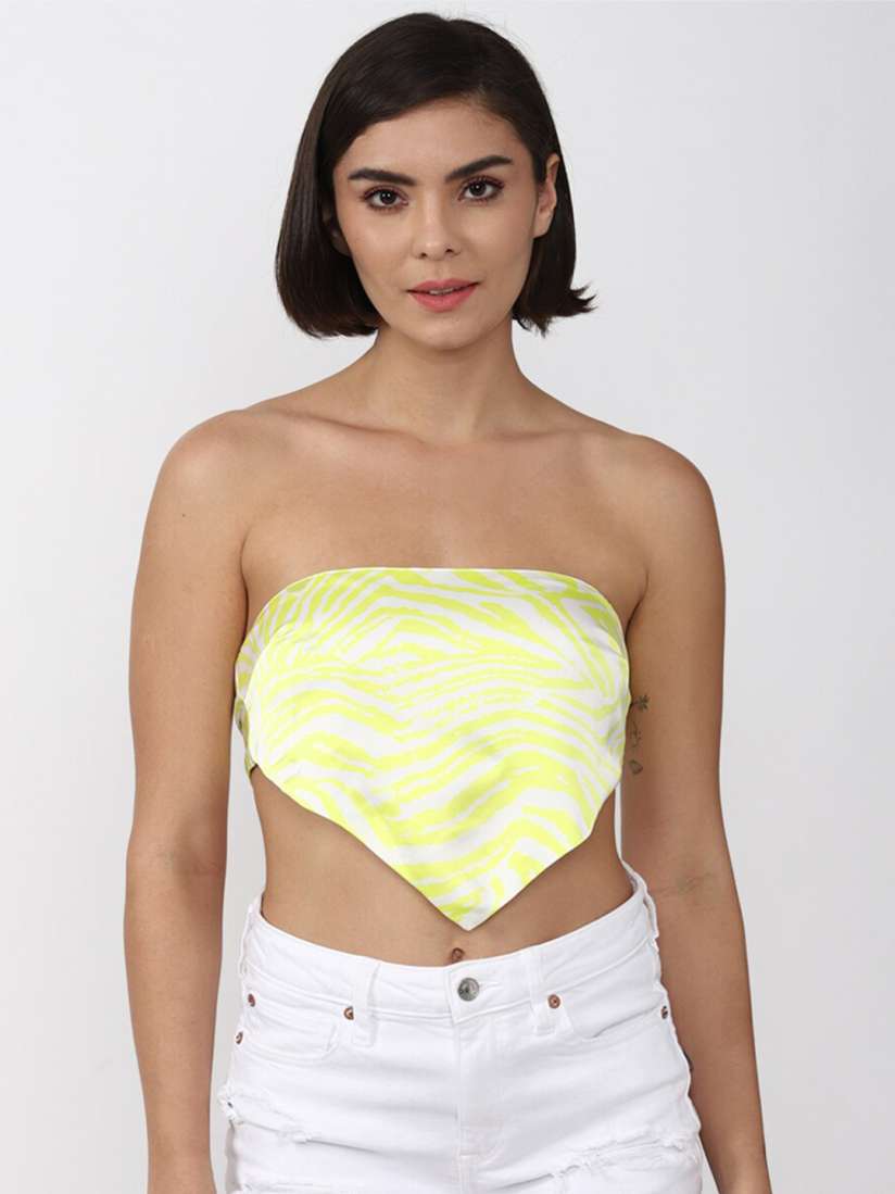 Buy FOREVER 21 Multicoloured Tropical Print Tube Crop Top Tops for Women 20140994 Myntra