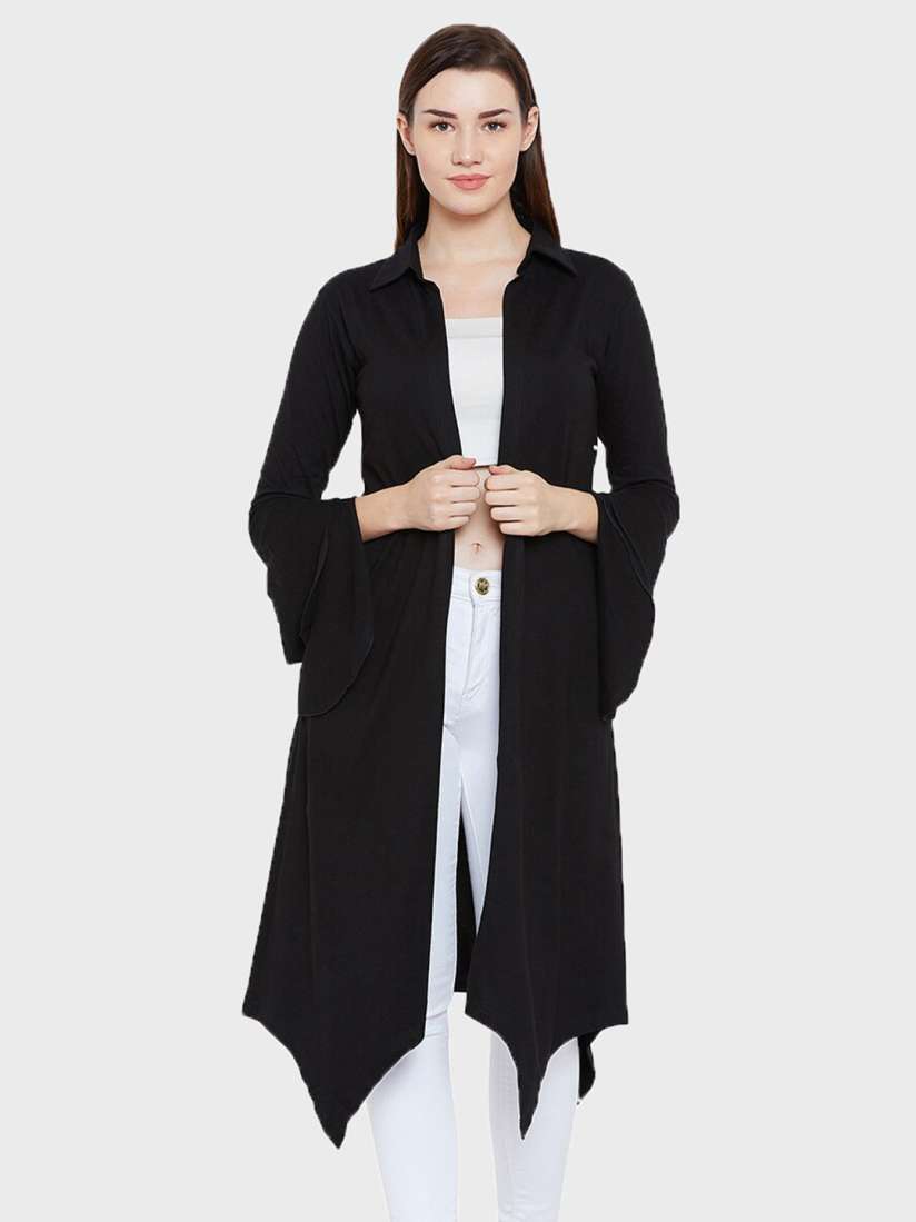 Buy Hypernation Women Black Longline Cotton Shrug Shrug for Women 20147292 Myntra