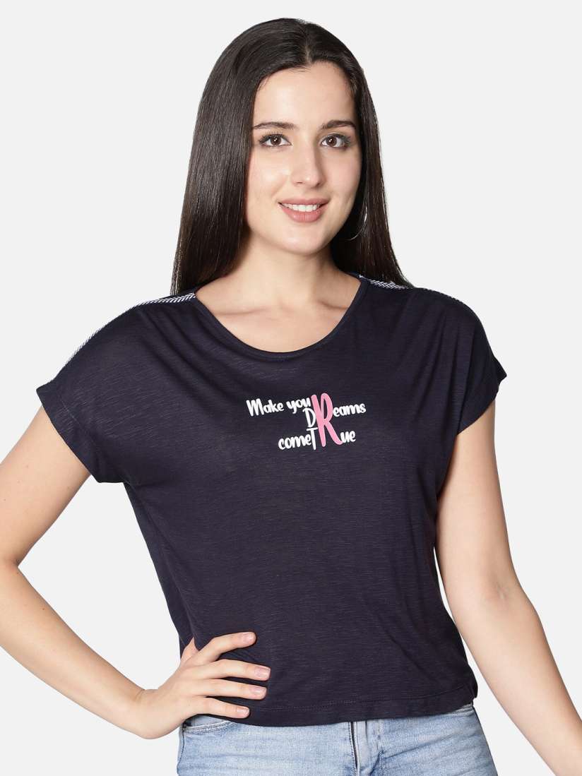 Buy NUEVOSDAMAS Women Blue Printed T shirt Tshirts for Women 20148004 Myntra