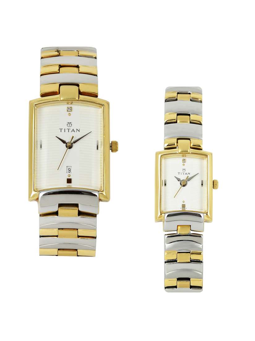 Buy Titan Bandhan Set of 2 HIs Her Gift Set Off White Dial Watches NE19402940BM01 Watch Gift Set for Unisex 2015072 Myntra