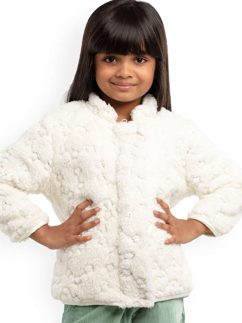 Buy UNDER FOURTEEN ONLY Girls Off White Sherpa Jacket Jackets for Girls 20156588 Myntra