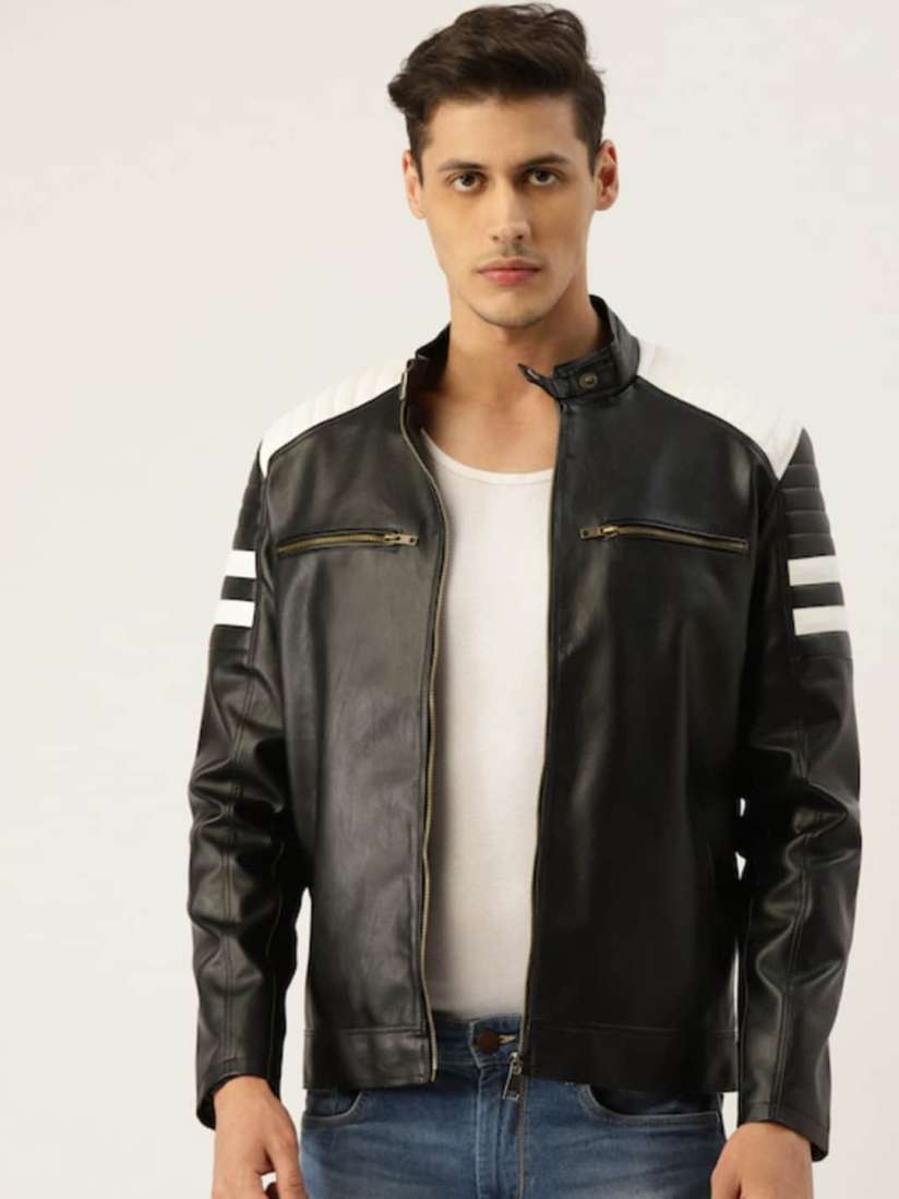 Mens cropped leather jacket hot sale