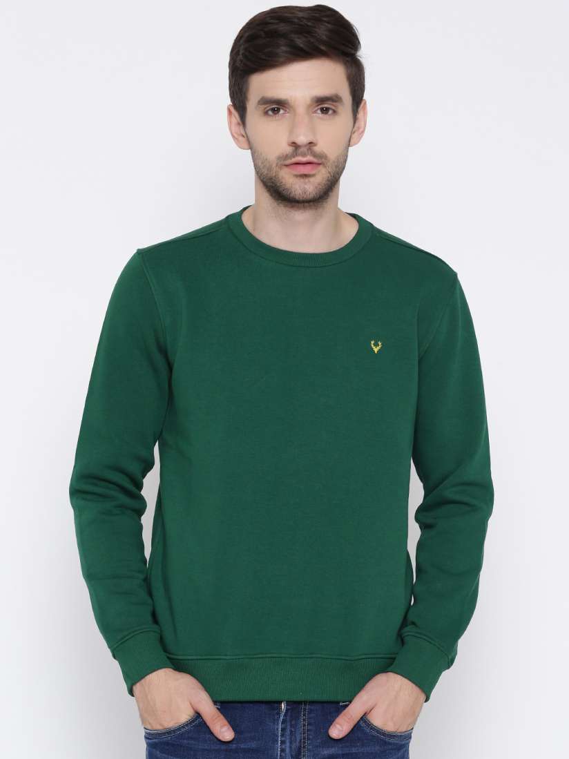 Buy Allen Solly Men Green Solid Sweatshirt Sweatshirts for Men 2017936 Myntra