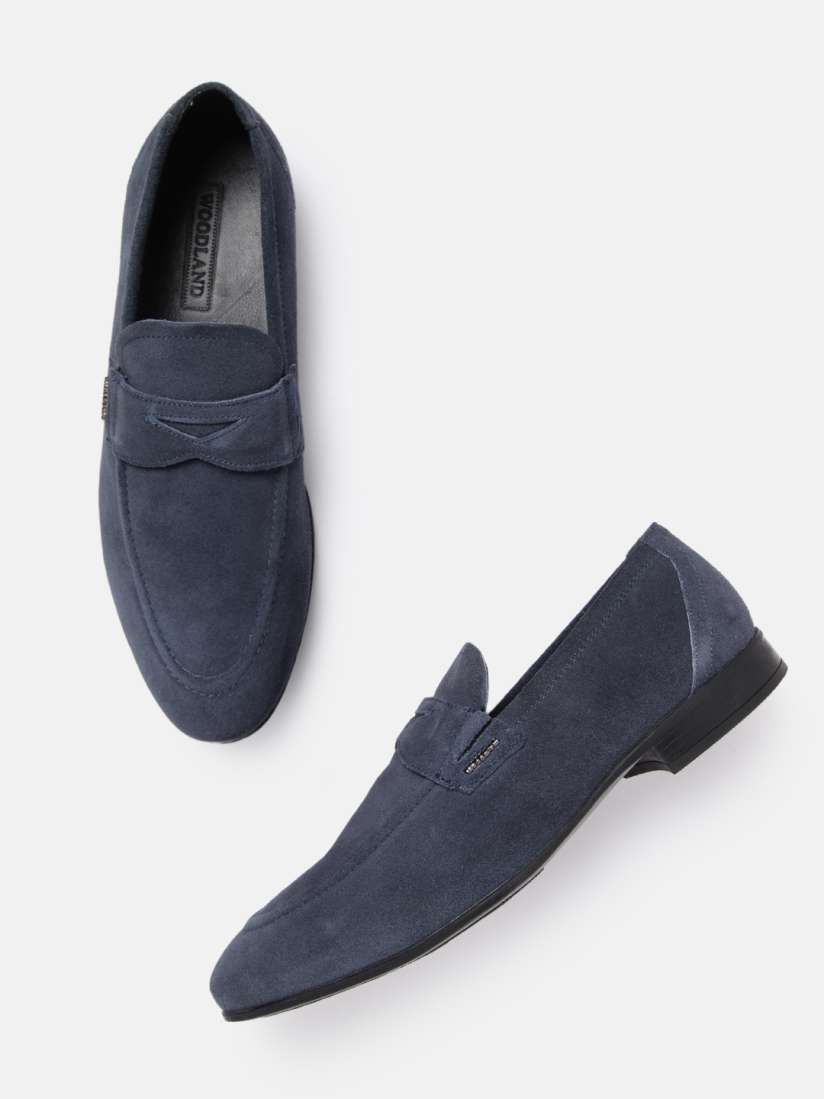 Buy Woodland Men Navy Blue Solid Leather Penny Loafers Casual Shoes for Men 20179842 Myntra