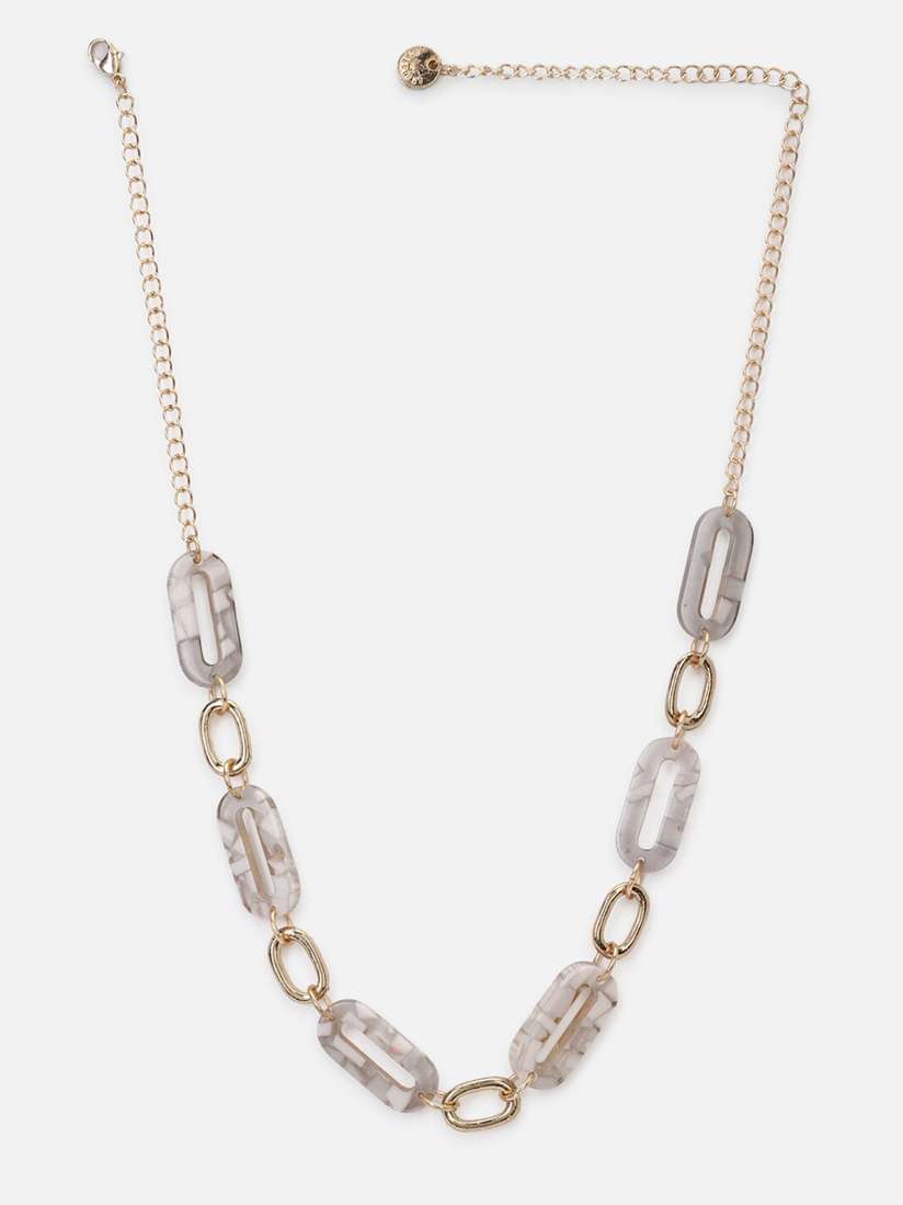 Buy FOREVER 21 Gold-Toned Grey Necklace Necklace and Chains