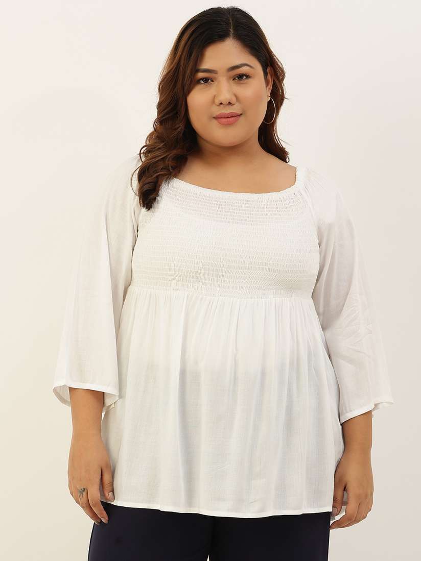 White peplum plus size top cheap