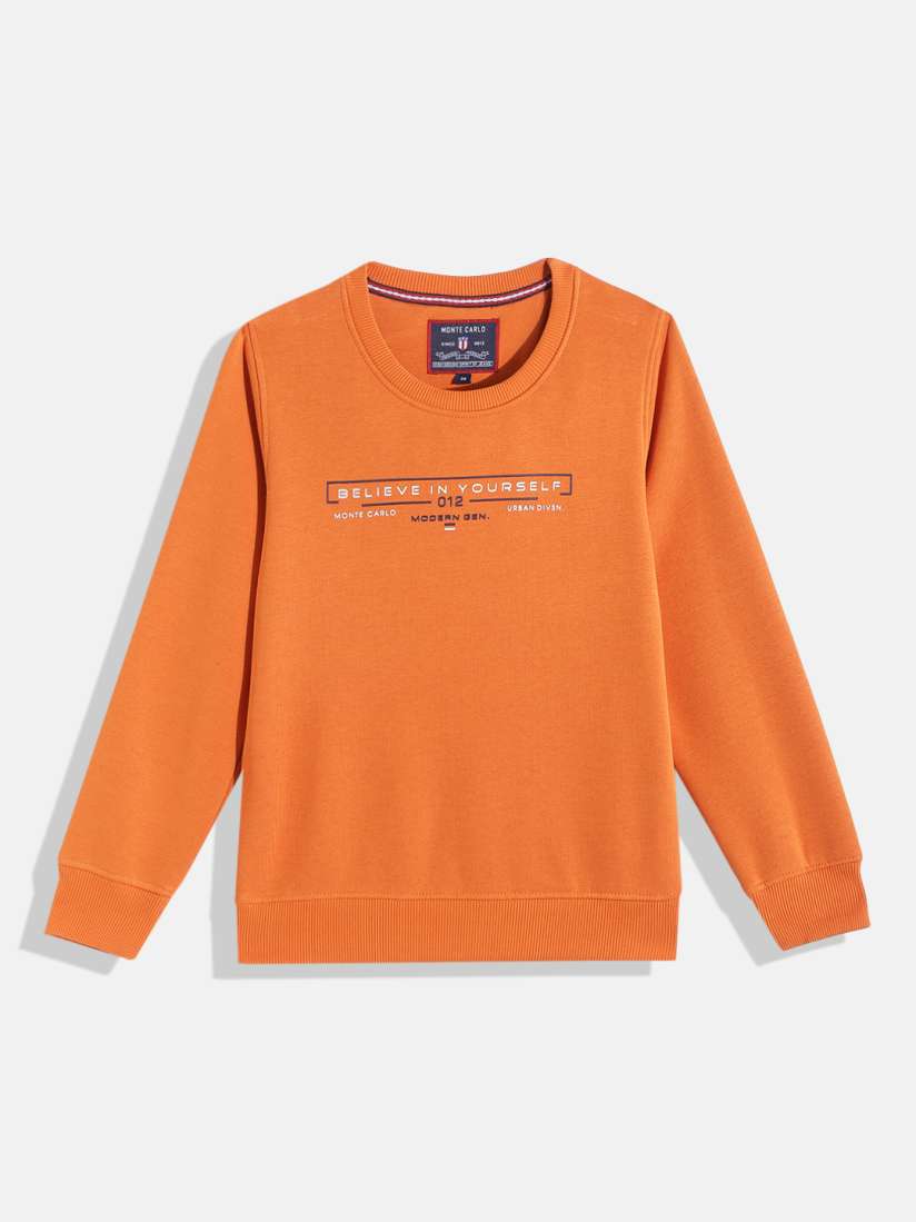 Buy Monte Carlo Boys Orange Typography Printed Sweatshirt Sweatshirts for Boys 20189592 Myntra
