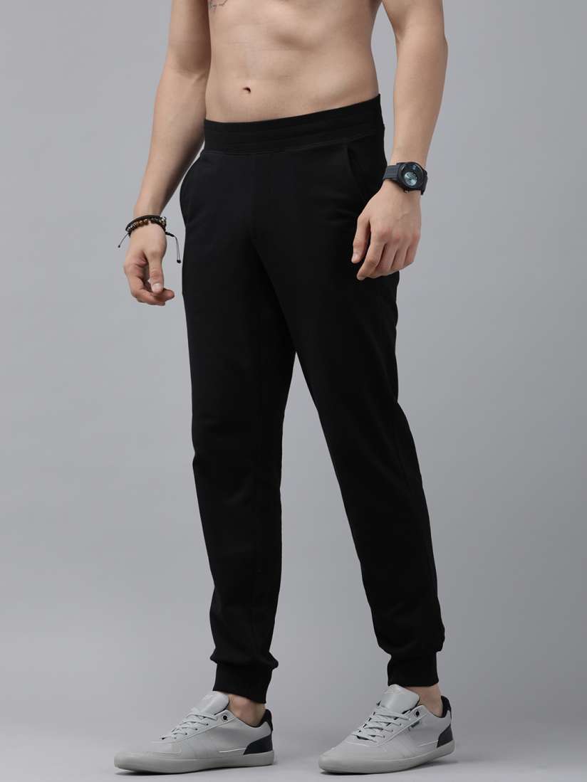 Solid black joggers shop