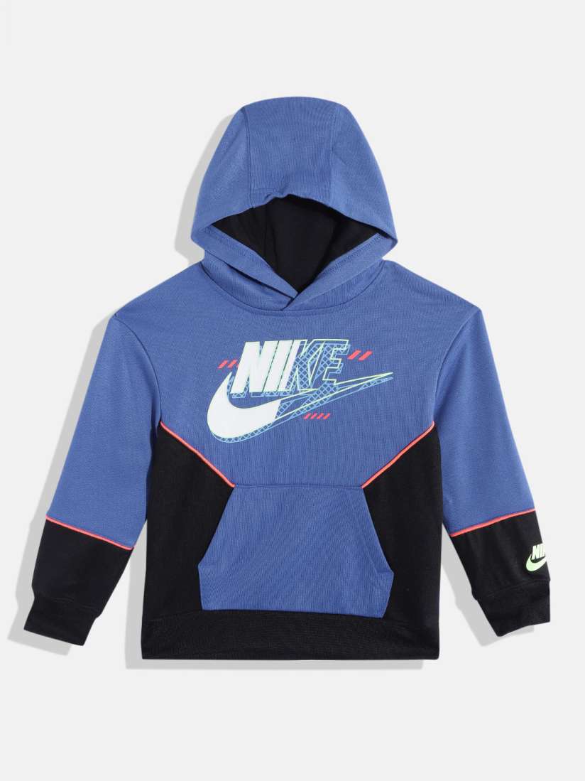 Buy Nike Boys Blue Black Colourblocked Hooded Sweatshirt Sweatshirts for Boys 20193066 Myntra
