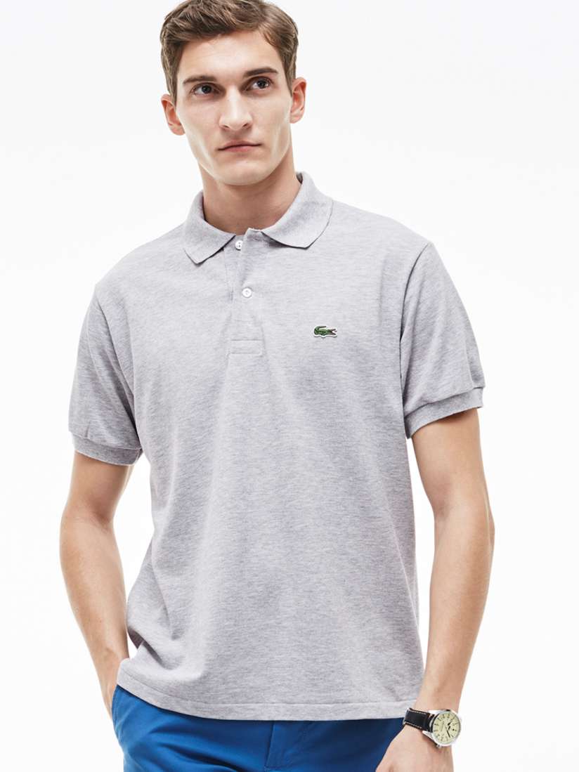 Mens grey lacoste polo shirt on sale