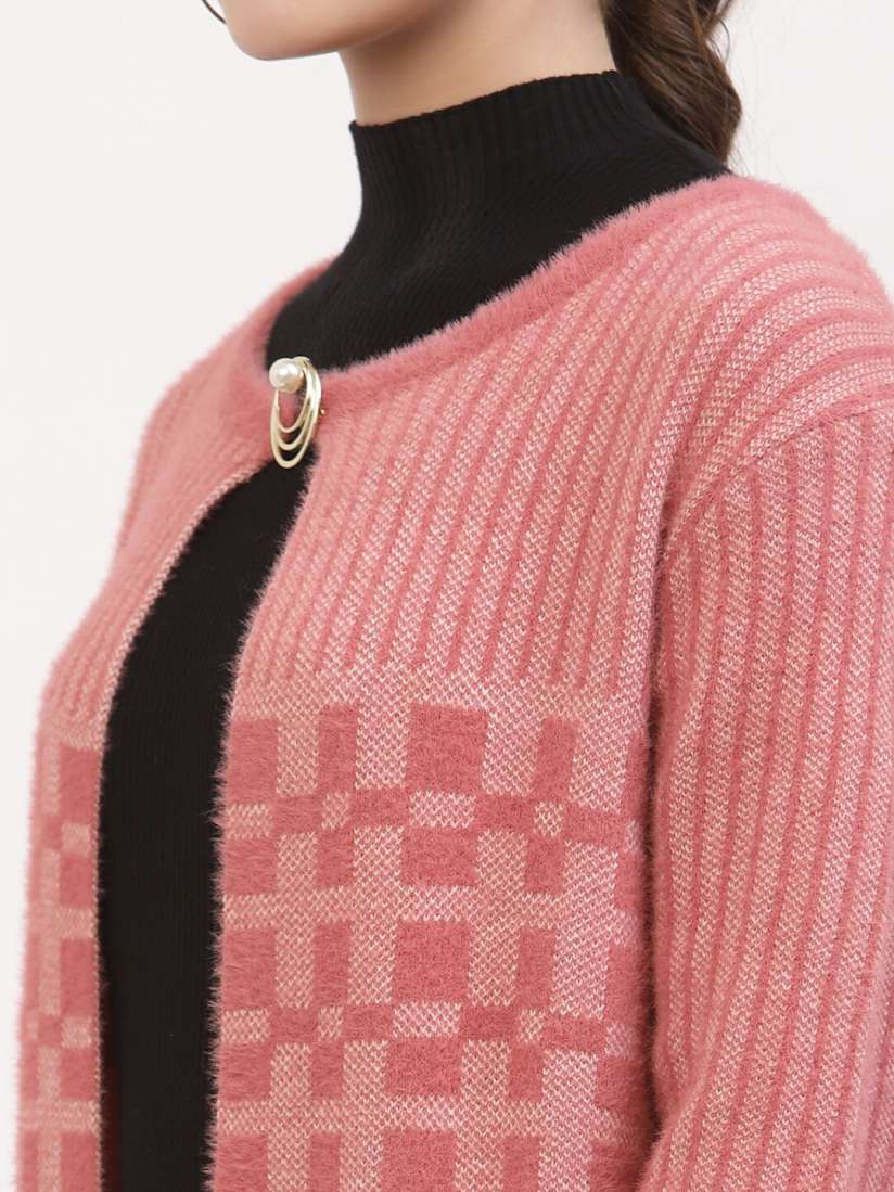 Buy Juelle Women Pink Cable Knit Longline Cardigan Sweaters for Women 20195910 Myntra