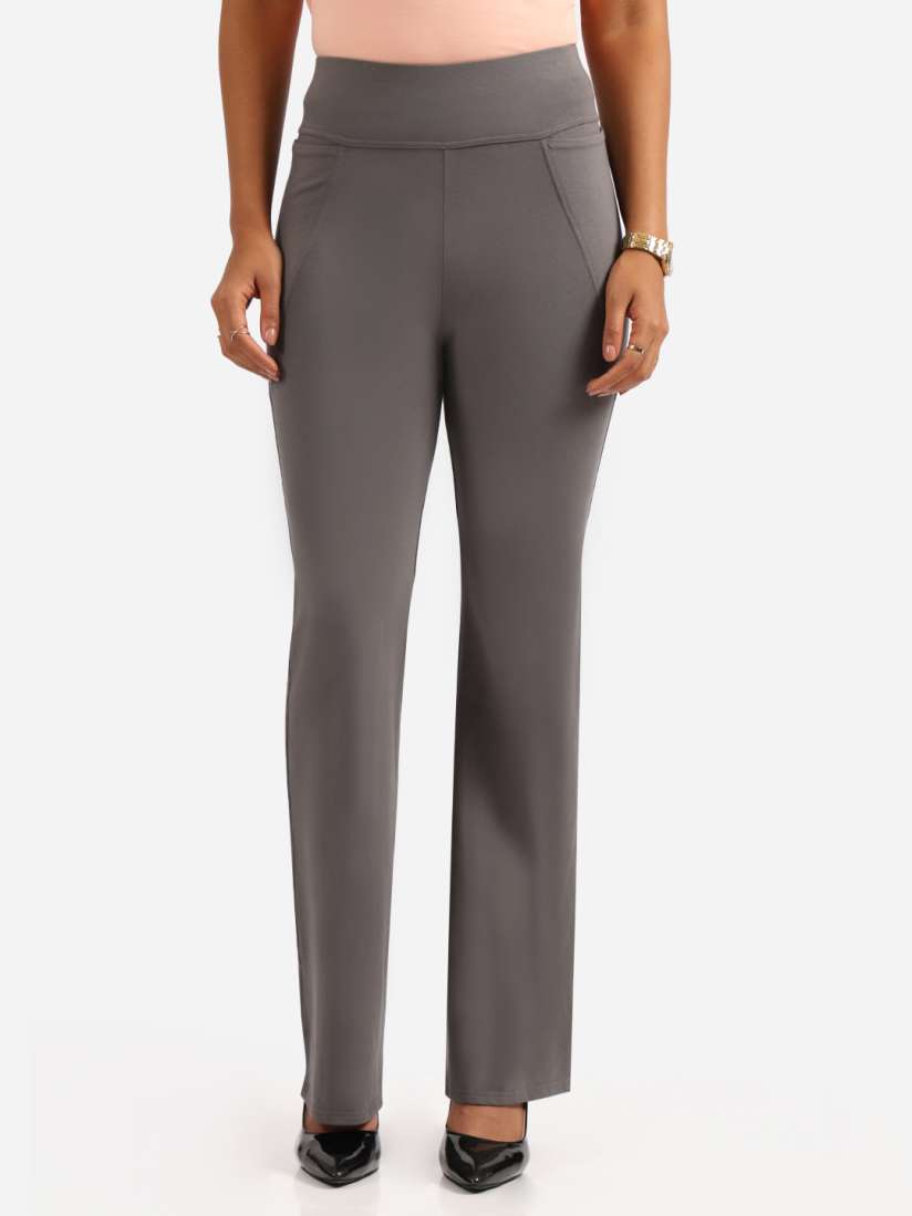 Buy Blissclub Women High Waist Groove In Cotton Flare Track Pants Trousers for Women 20196854 Myntra