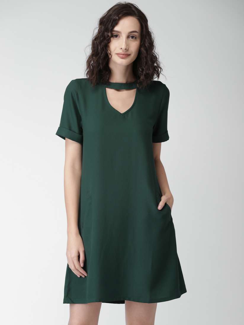 Buy Mast Harbour Women Green Choker Neck Shift Dress Dresses for Women 2019793 Myntra