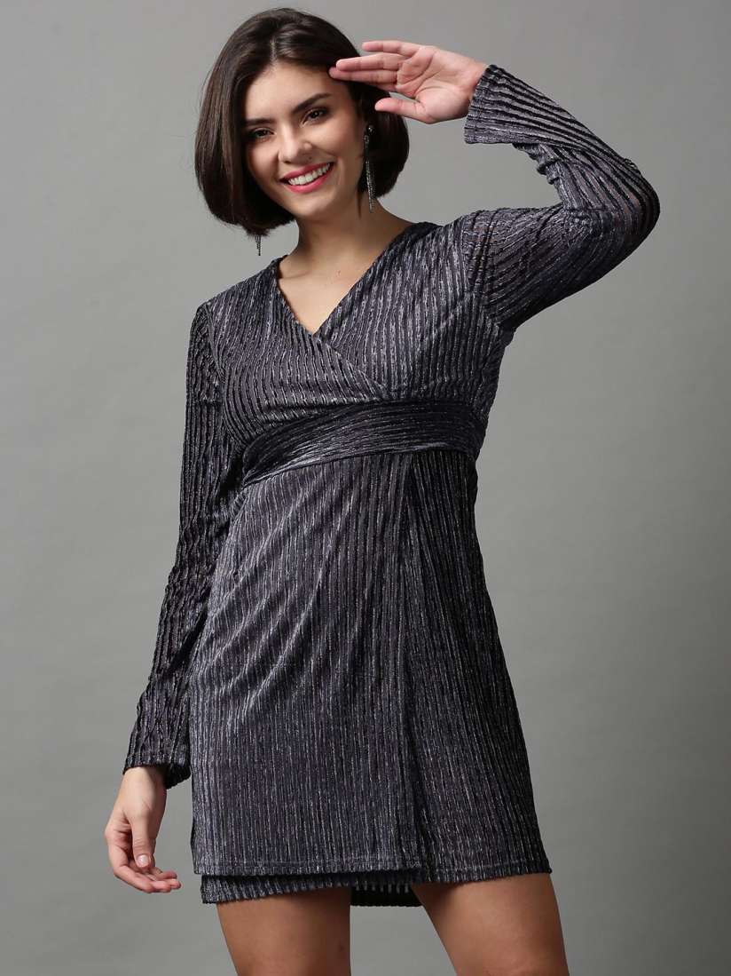 Buy SHOWOFF Women Self Design Wrap Dress Dresses for Women 20203362 Myntra