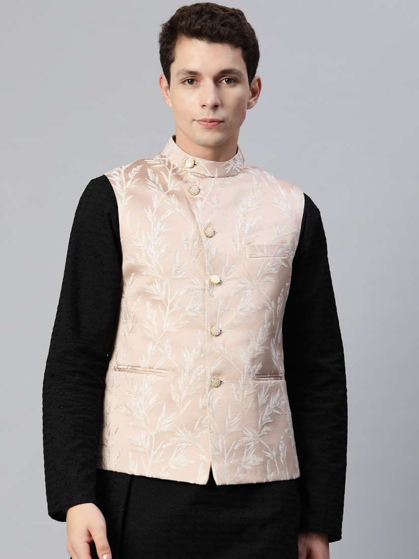 Buy MANQ Men Woven Design Jaquard Silk Nehru Jacket Nehru Jackets for Men 20210580 Myntra
