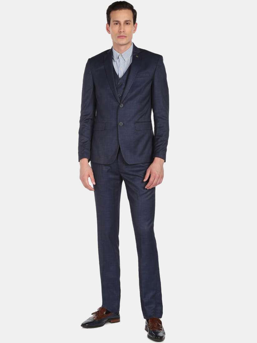 Buy AD By Arvind Men Solid Tailored Fit Three Piece Suit Suits for Men 20213830 Myntra