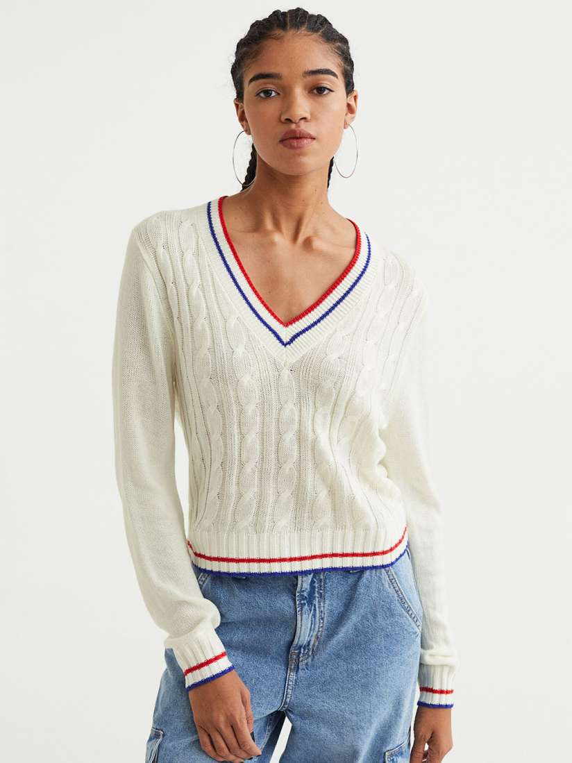 Buy H M Women V neck cable knit jumper Sweaters for Women 20225496 Myntra