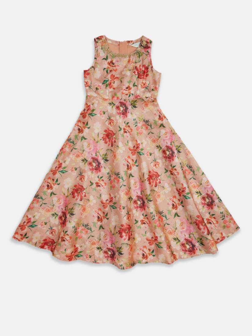 Buy AKKRITI BY PANTALOONS Kids Girls Coral Floral Print Sleeveless Maxi Dress Dresses for Girls 20226616 Myntra