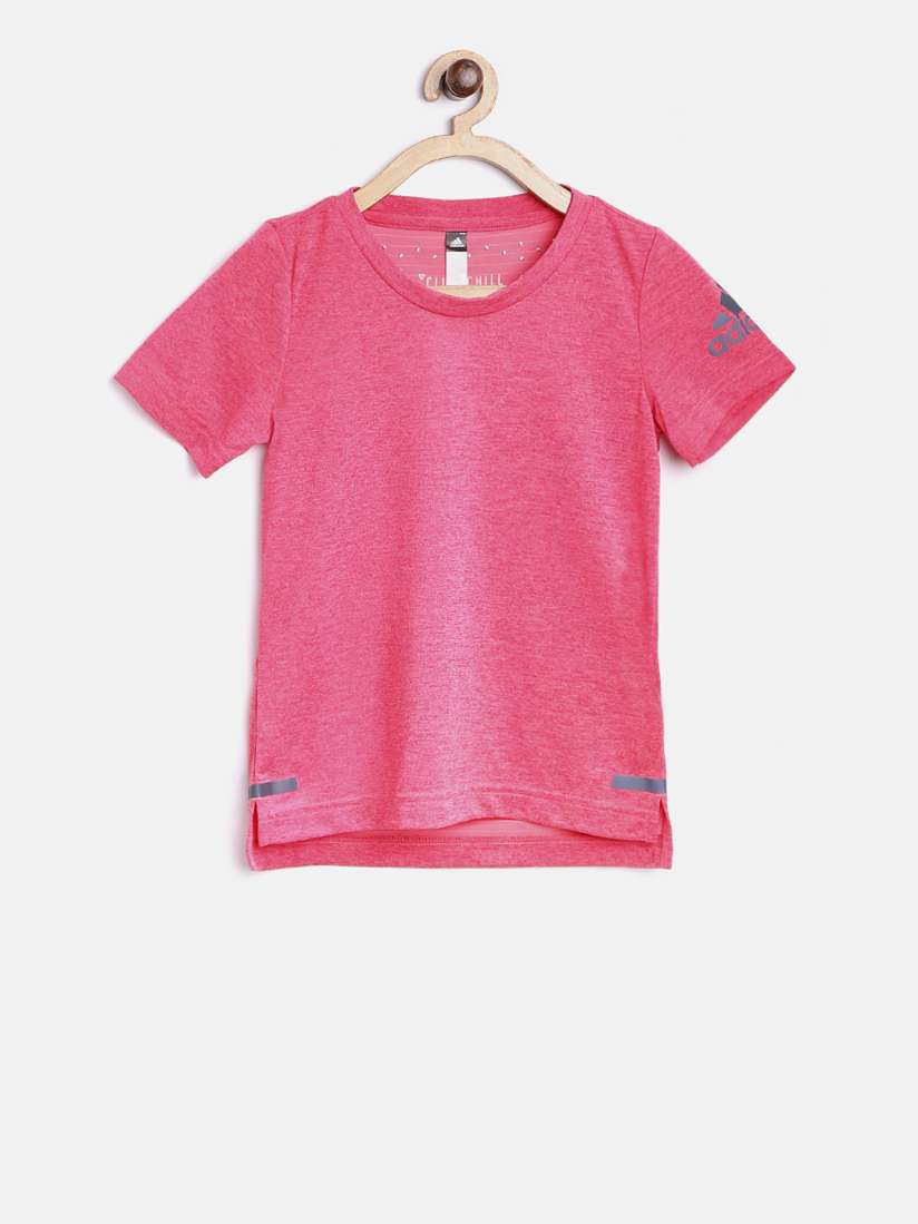 Buy ADIDAS Girls Pink Chill Solid Round Neck T shirt Tshirts for Girls 2022828 Myntra