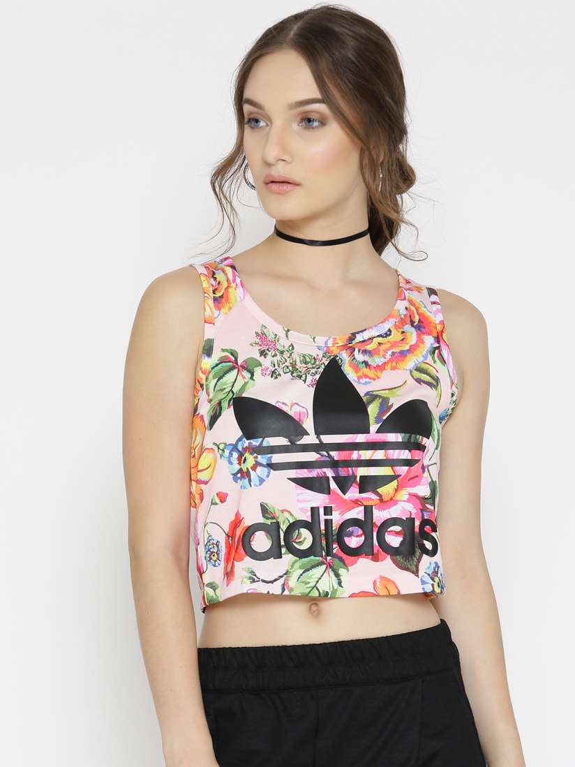 Adidas floral crop top hot sale