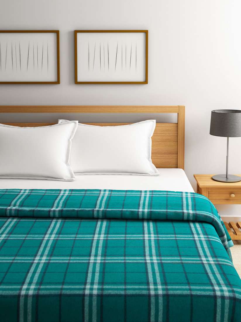 Buy Raymond Home Green Checked Woollen Double Bed Blanket Blankets Quilts and Dohars for Unisex 2023687 Myntra
