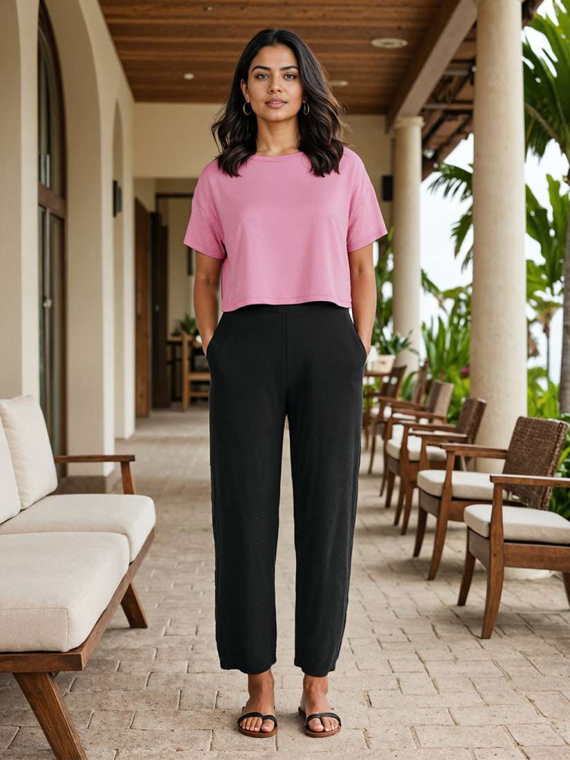 Buy Blissclub Women Black Regular Cotton Mid Rise Pants with Two Pockets Track Pants for Women 20238104 Myntra