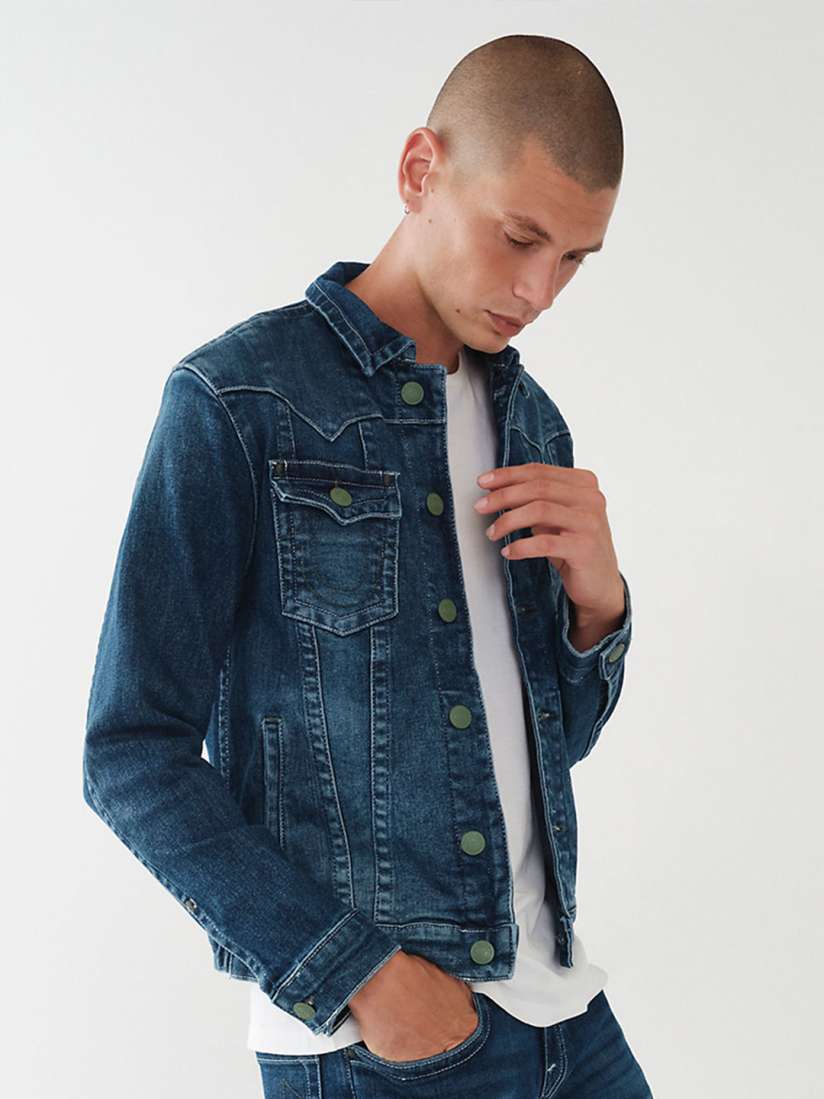 Buy True Religion Men Blue Washed Lightweight Denim Jacket with Embroidered Jackets for Men 20238608 Myntra
