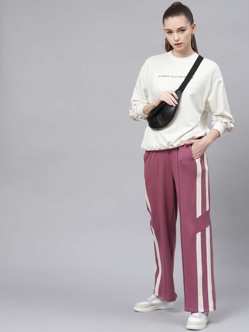 Buy Laabha Women Purple and Off White Solid Track Suit Tracksuits for Women 20238826 Myntra