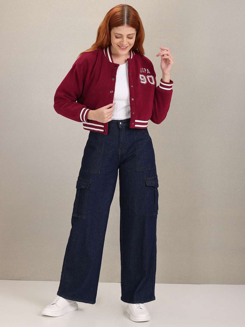 Buy U S Polo Assn Women Women Maroon Solid Sherpa Varsity Jacket Jackets for Women 20239174 Myntra