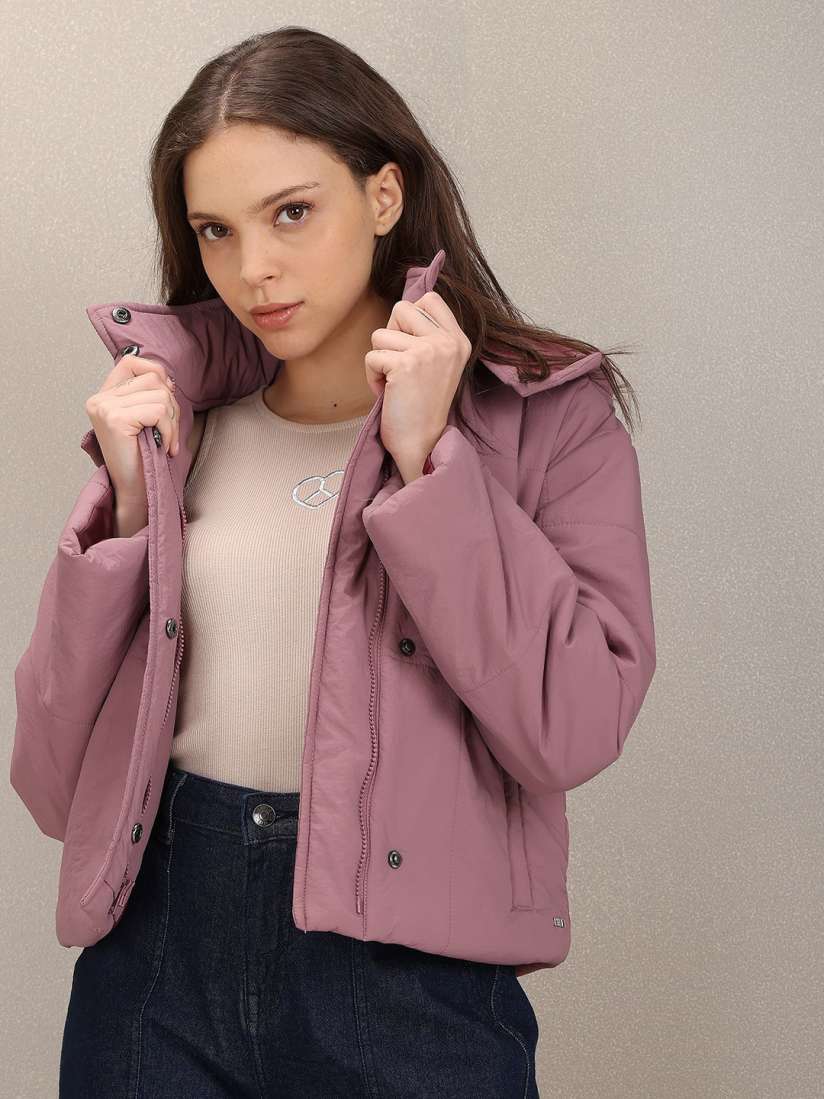 Buy U.S. Polo Assn. Women Dusty Pink Solid Hooded Padded Jacket Jackets for Women 20239220 Myntra