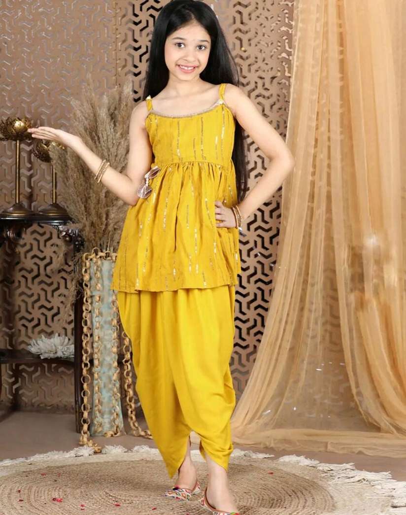 peplum top with dhoti pants