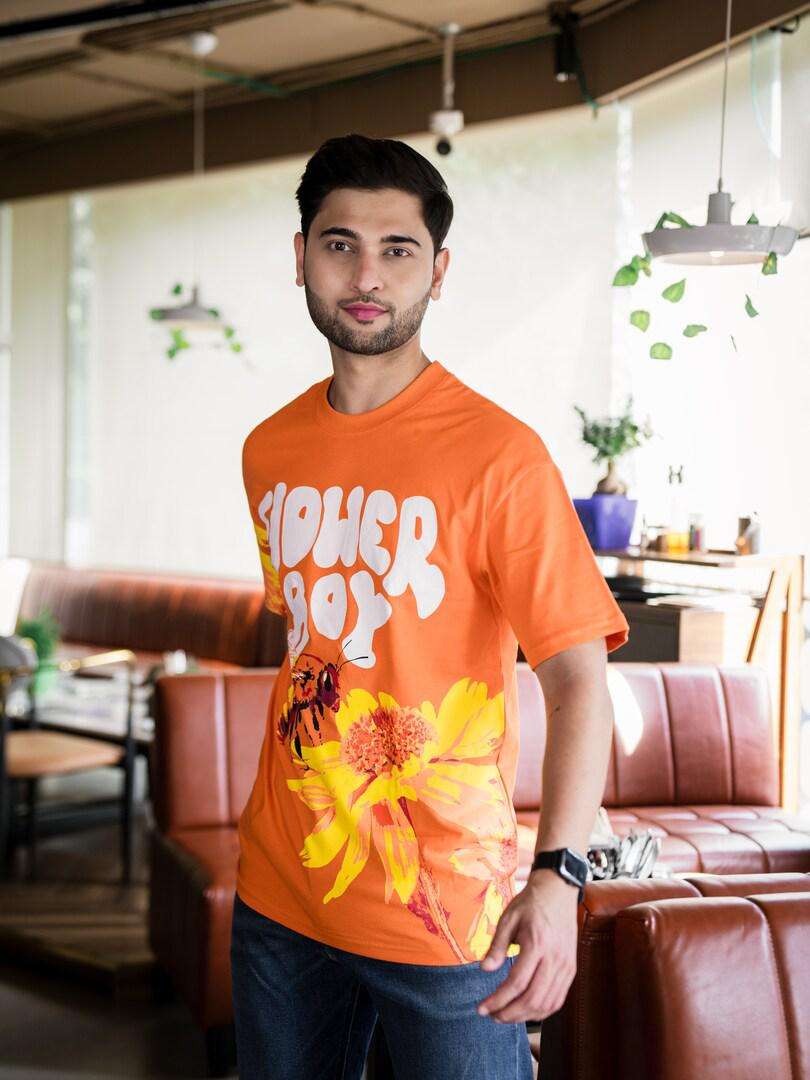 Buy Bonkers Corner Orange Typography Printed Oversized Cotton T shirt Tshirts for Men 23512880 Myntra