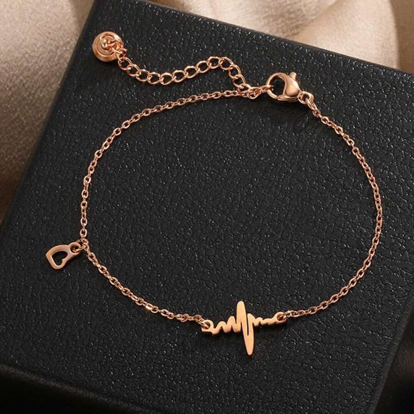 Rose gold heartbeat bracelet online
