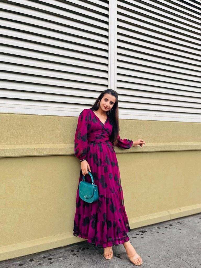 Purple and black maxi dress cheap