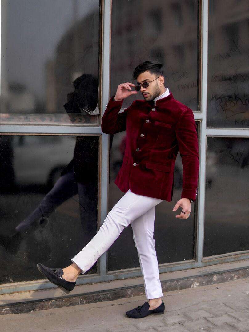 Louis philippe velvet blazer hot sale
