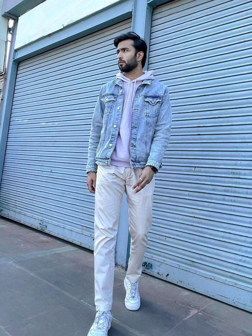 White kurta with denim jacket outlet