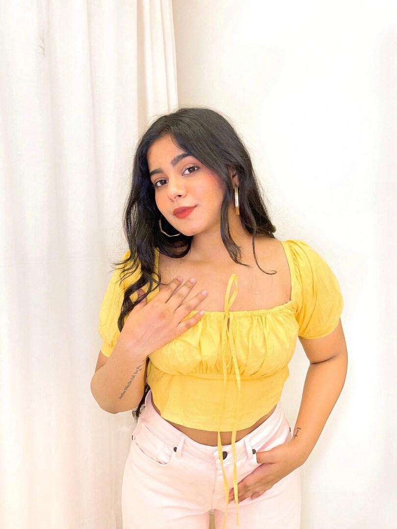 womens bright yellow tops