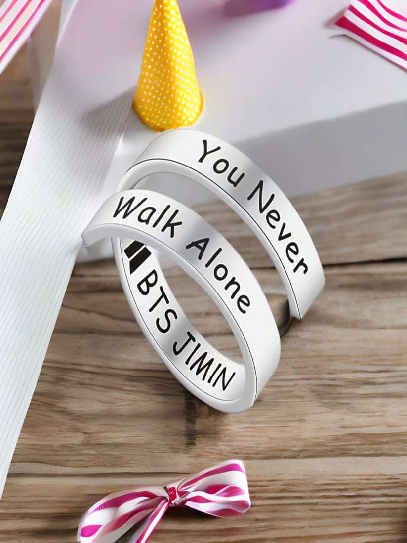 Buy UNIVERSITY TRENDZ Set Of 2 Silver Plated BTS JIMIN Engraved You Never Walk Alone Rings Ring for Unisex 30557535 Myntra