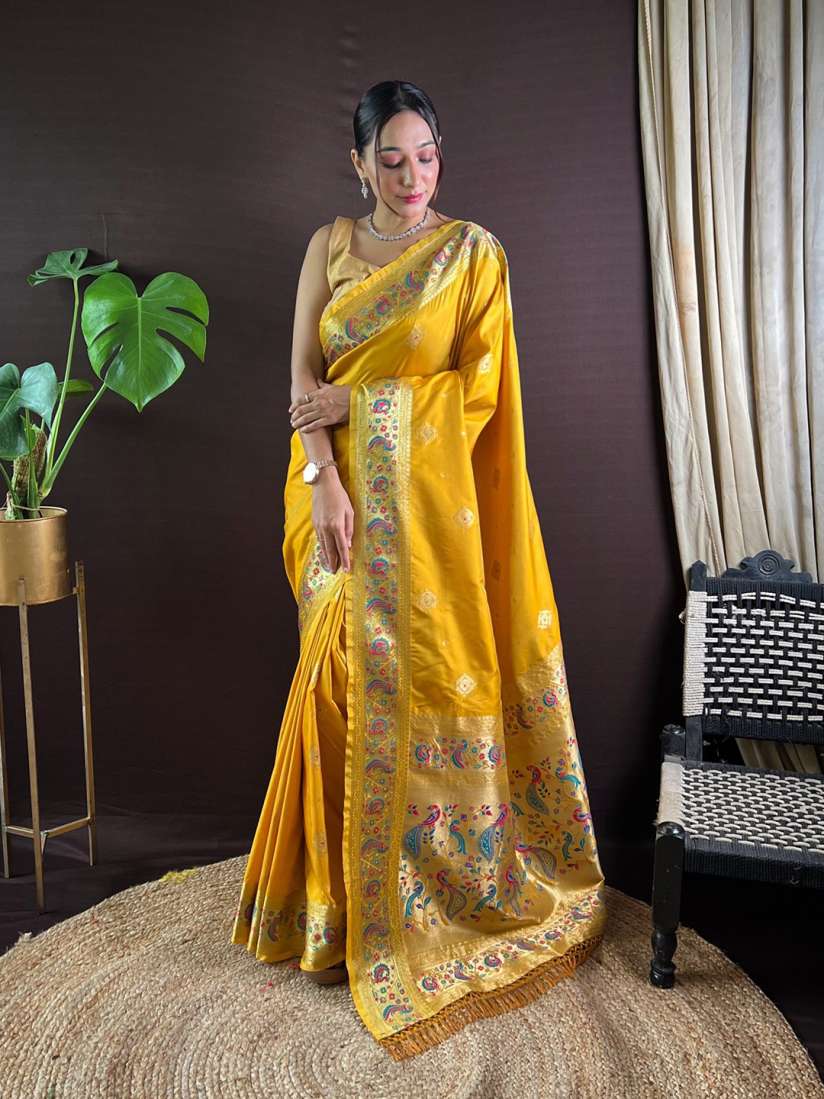 Buy Mitera Ethnic Motifs Zari Paithani Saree Sarees for Women 30529904 Myntra