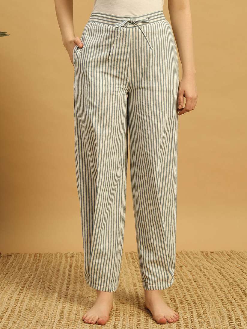 Buy MBeautiful Striped Organic Cotton Straight-Fit Lounge Pants 