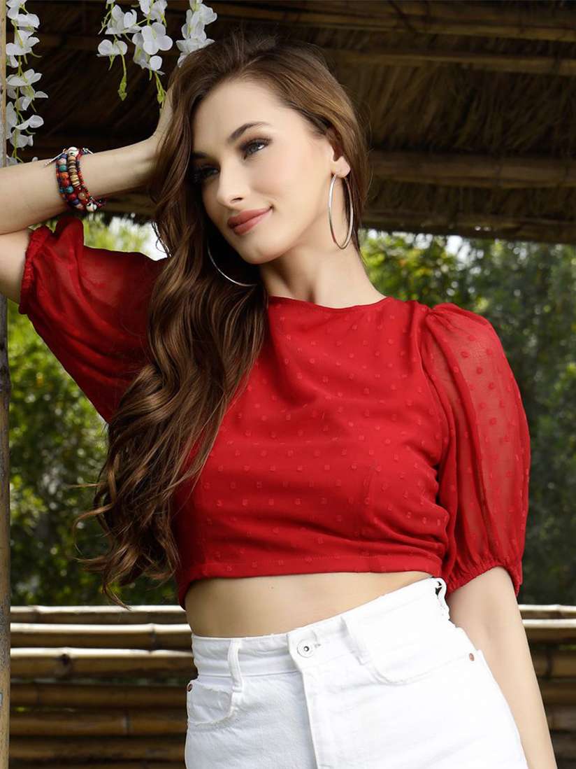 chiffon crop top