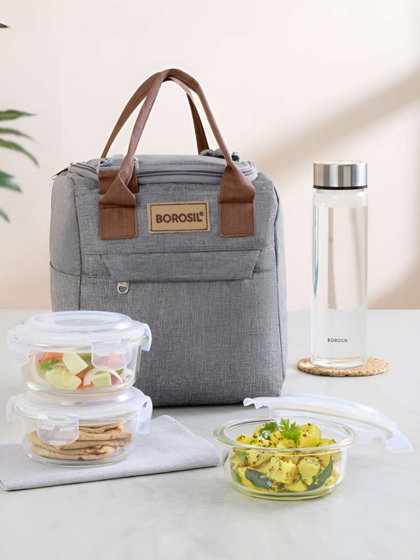 Buy BOROSIL Pro Transparent 3 Pieces Glass Lunch Box With Insulated Lunch Bag Lunch Box for Unisex 30572650 Myntra