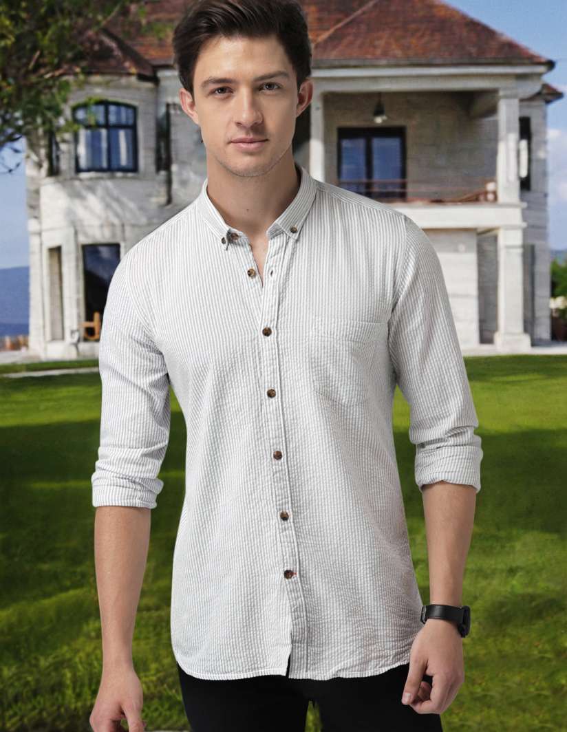 Buy Mast Harbour Men Grey White Slim Fit Striped Casual Shirt Shirts for Men 2518699 Myntra