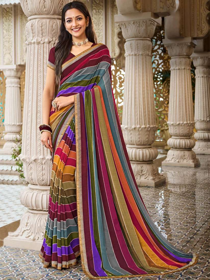 Buy Laxmipati Striped Embroidered Saree Sarees for Women 30561435 Myntra