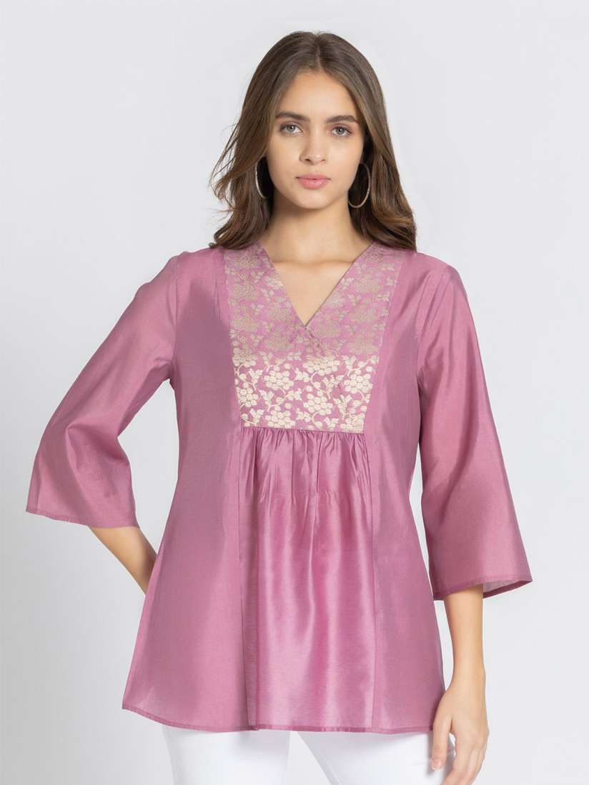 Brocade silk kurtis top