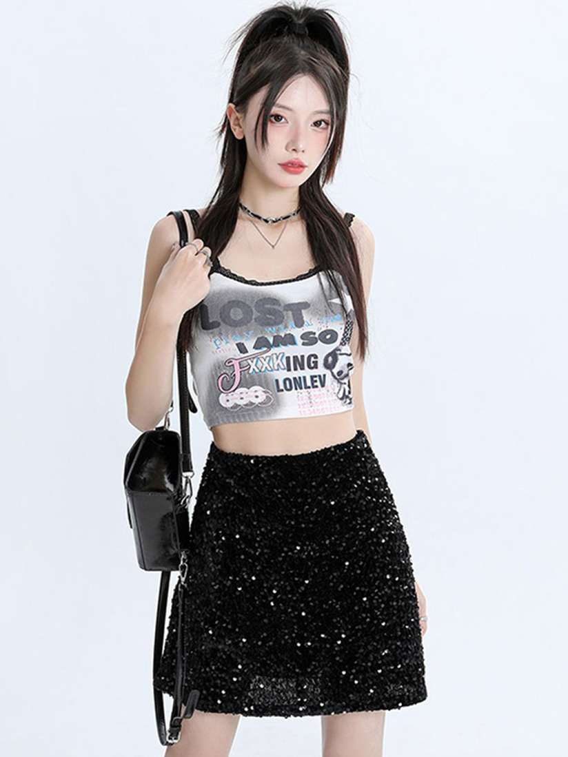 Buy LULU SKY Sequin Side Zip Short Skirts Skirts for Women 30574046 Myntra