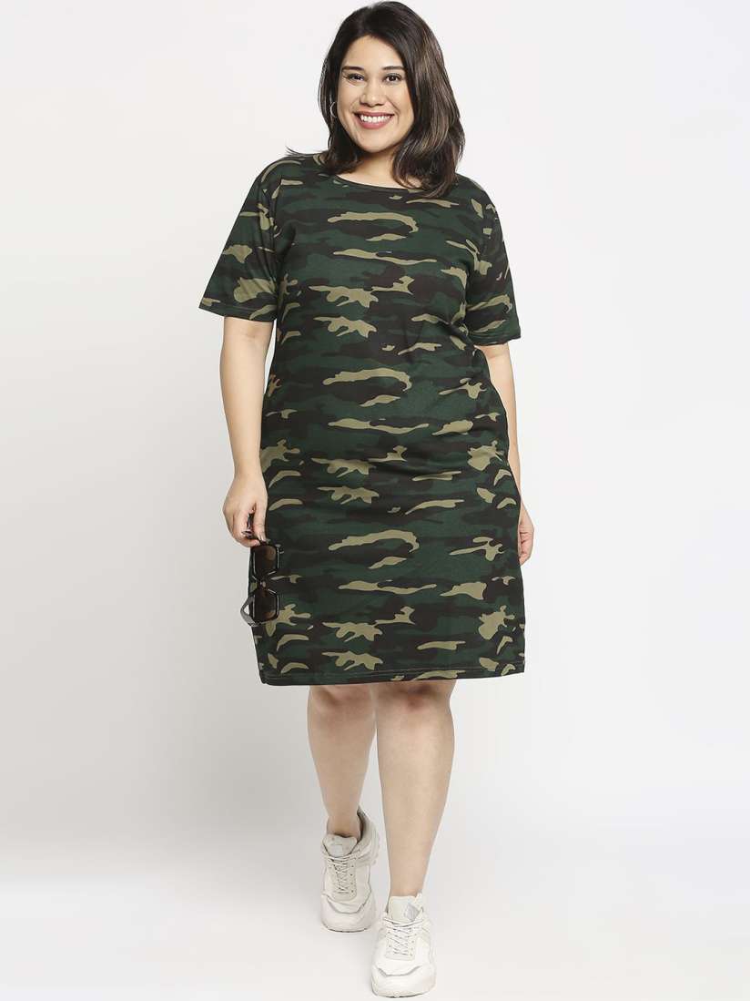 Buy Wear Your Opinion Camouflage Army Printed Cotton T shirt Dress Dresses for Women 30573223 Myntra